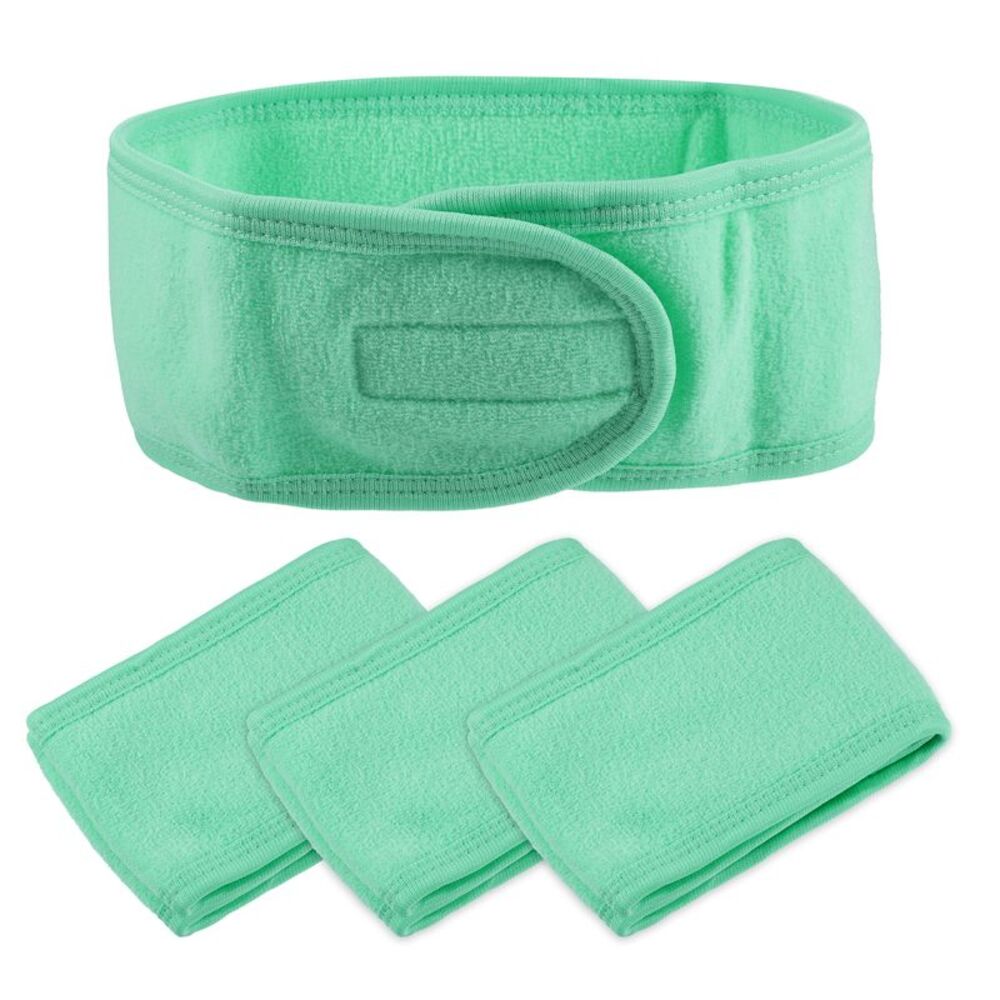 4 Pcs Spa Soft Headband for Face Washing Bath Facial Mask Yoga Green